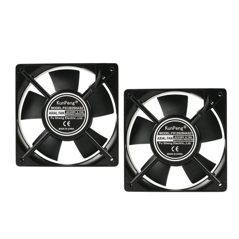220V 부식 방지용 냉각 팬 브러시리스 무소음 냉각 2개 세트, 알루미늄 합금, 블랙