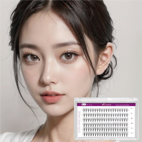 아도라스 1+1 6줄 대용량 가닥 속눈썹 아이돌 연장 인조 셀프 속눈썹(480모), 2개, 언더B_혼합5-6-7mm