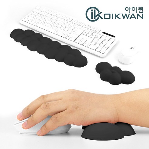 세트~! 아이퀸 구름 키보드 손목받침대 + 마우스 손목 보호패드 ( 팜레스트 ), B색상2: 구름 키보드+마우스 세트-블랙, 1개