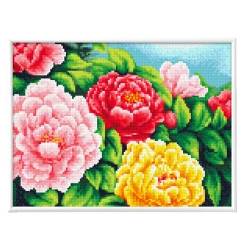 블링블링 보석십자수 슬림액자패키지 (AB+원형) 30x40cm, 1세트, BL3040-024 (부귀목단)