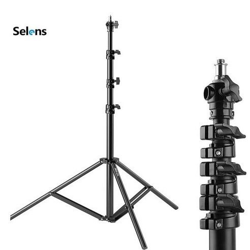 삼각대모노포드 Selens 휴대용 접이식 에어 쿠션 조명 스탠드 알루미늄 합금 조절식 배경 지지 삼각대 브, 한개옵션0, 1개