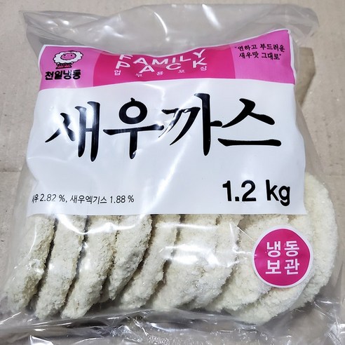 천일식품 새우까스 (60g x 20개, 총 1.2kg) 통살새우패티