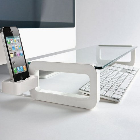 강화유리 모니터 노트북 받침대 데스크 선반 U-BOARD 베이직, 블랙색, 1개 유리모니터받침대