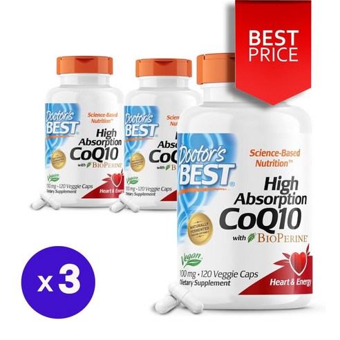 닥터스베스트 고흡수 코엔자임큐텐 코큐텐 CoQ10 100mg 120정, 3개
