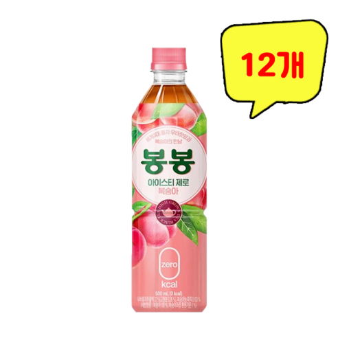 봉봉 아이스티 제로 복숭아, 12개, 500ml