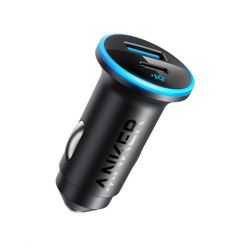 Anker USB C 차량용 충전기 어댑터(52.5W) PowerIQ 3.0 고속 충전 323 이중 단자 차량용 소형 충전기(호환아이폰 갤럭시 안드로이드 스마트폰 아이패드), Black, A2735011