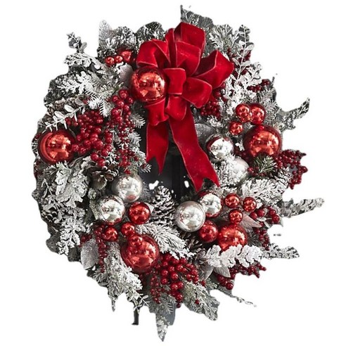 전통적인 크리스마스 화환 베리 클러스터 화환 장식 장식 공 장식 정문에 대 한 눈송이 추수 감사절 크리스마스, 무리 지어, 45cm 화환