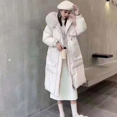 Cao Ying 새로운 다운 자켓 여성 중반 허리 슬리밍 대형 모피 칼라 패션 한국어 스타일 느슨한 오리 따뜻한 Y003 [완료 월 20Th]
