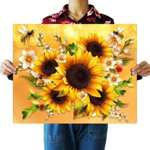 FASEN 액자 보석십자수 캔버스형 DIY 키트 40 x 50 cm, FAN40.행운의 해바라기, 1세트