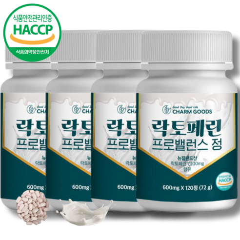 락토페린 프로밸런스 다이어트 정 7200mg 그래스패드 인증 식약처 HACCP 뉴질랜드, 4개, 120정