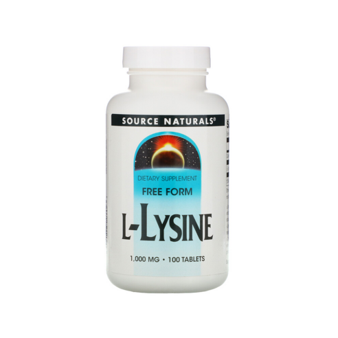 소스 네추럴스 L 라이신 HCI, 1,000mg, 100정