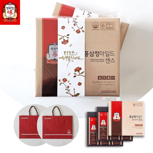 정관장 홍삼정 마일드 센스 피로회복 면역력 홍삼 액기스 데일리스틱 정품쇼핑백 선물세트, 1개, 600ml
