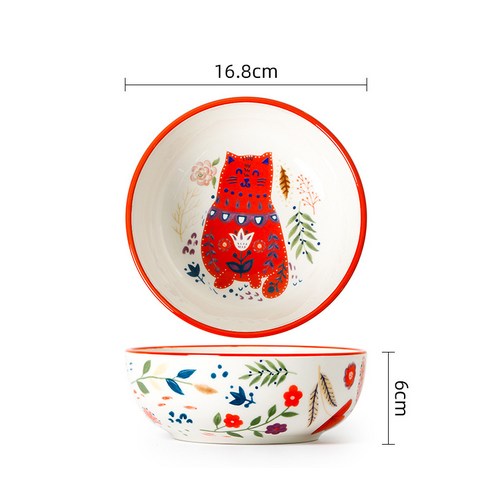 프리라이프-다채로운 고양이 식판 유약 도자기 식판요리 디저트 트레이 창의 꽃모양 접시꽃 고양이 식기, D