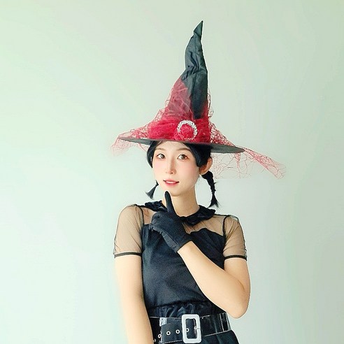 H203 마녀모자 마녀빗자루 할로윈 파티 용품 소품 촬영 셀프스튜디오 코스프레, 3 빨강모자