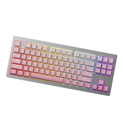 몬스긱 M3W 그라데이션 3가지 모드 RGB 기계식 OEM 87 키 핫스왑 유선 키보드, 화이트 + 핑크, 아이스크림퍼플축, 텐키리스