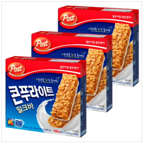 K마켓 콘푸라이트 밀크바108그램 4개입(좋은아침!좋은생각!), 108g, 3개