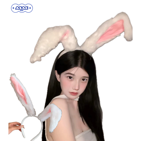 31cm 대왕 토끼귀 파티 머리띠 아삭스퀘어, 화이트