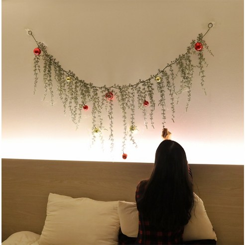 파티굿즈 크리스마스 벽트리 조명 가랜드 175cm, 1개, 그린, 기본가랜드