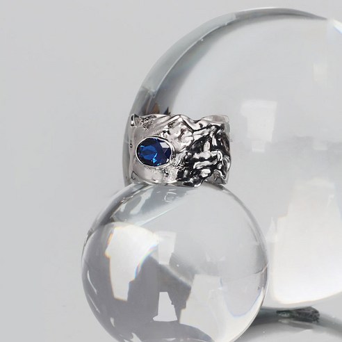 925 스털링 실버 반지 틈새 디자인 사파이어 블루 다이아몬드 라이트 럭셔리 차가운 바람 다크 남성과 여성의 오프닝 반지