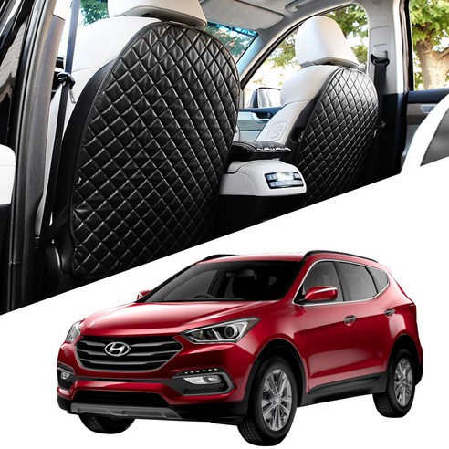 현대 싼타페DM 블랙에디션 어린이 가죽 킥매트 일반형 1P 스크래치방지 차량용시트커버, 블랙, 1개