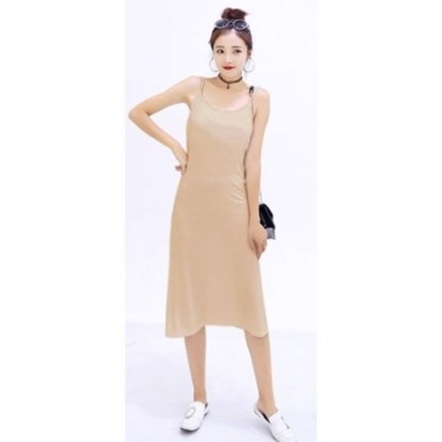 이너퀸 프리수 M~XL 소프트 끈 미들 미디 원피스