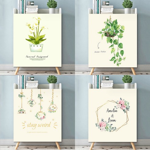 가리개 거튼 패프릭포스터 가림막 붙이는 선반 가리개, 1개, 골드 플라워(60x90)