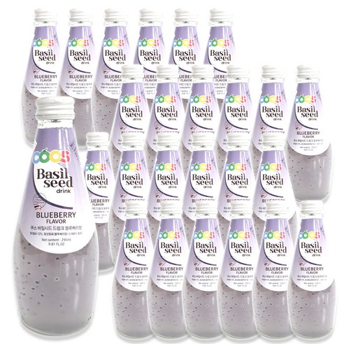 상쾌함과 건강을 한 번에, 쿠스 바질씨드 드링크 블루베리향!