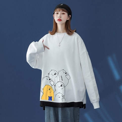 보라색 스웨터 새로운 서양식 느슨한 한국어 스타일 디자인 감각 가짜 투피스 코트 트렌디 봄과 가을 얇은YJStore