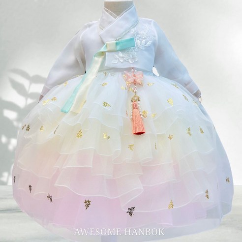 어썸한복 선샤인 핑크 캉캉 여아한복드레스