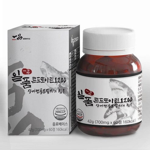 일품 콘드로이친 1200mg 저분자 상어연골 분말 91% 고함량, 1개, 60정