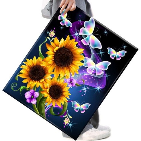 FASEN diy보석십자수 캔버스 형액자 세트 40cm x 50cm, AYW-68고양이 나비요, 1세트