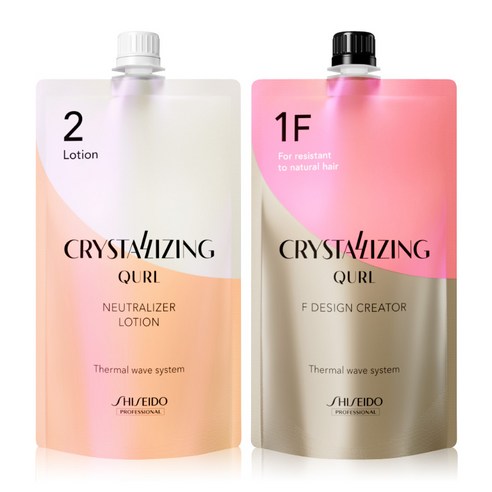 시세이도 크리스탈라이징 큘 디자인 크리에이터 웨이브 파마약 1제+2제 각 400g, 1F(건강모) + 중화제(로션타입), 1개, 400ml
