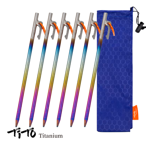티토 티타늄 텐트용 텐트팩 텐트못 20cm 30cm 40cm, 레인보우, 6개
