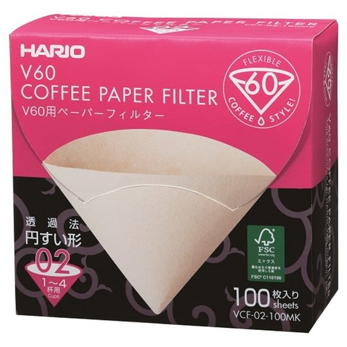 하리오 V60용 종이 커피필터 미사라시, 100개, 1개