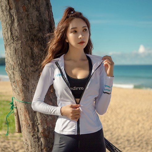 HMUS 아달린 여성용 집업 래쉬가드 화이트 85-41A