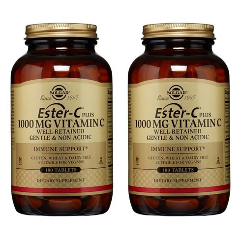 솔가 에스터-C 플러스 1000mg 비타민 C 타블렛 글루텐 프리 비건, 180정, 2개