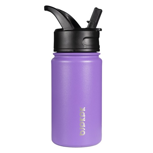 bjpkpk 스테인리스 스틸 빨대 입구 보온병, 퍼플, 1개, 450ml