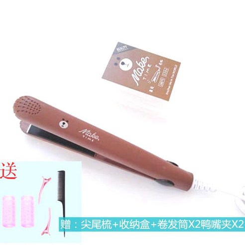 작은 곱슬 머리 아티팩트 스트레이트 롤 이중 목적 여성 작은 스트레이트 헤어 부목 앞머리 컬링 아이언 미니 스트레이트 클립, 베어 베어 브라운 세트 패키지 3 (6 세트)