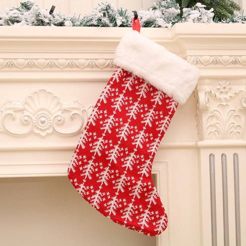 2021 새로운 크리스마스 양말 바늘 양말 크리스마스 대형 양말 빨간색과 흰색 줄무늬 선물 가방 어린이 선물 가방, 하나, 크리스마스 트리 스타일