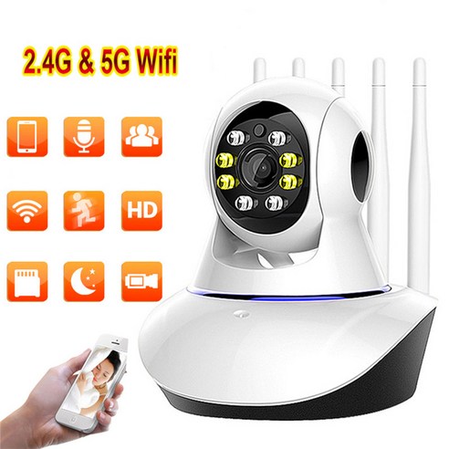 컬러 야간 투시경 5G WiFi 무선 IP 카메라 1080P CCTV 보안 감시 카메라 양방향 오디오, 1080P 버전, 협동사, 미국 플러그