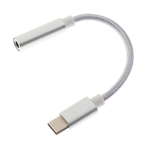 유형 USB-C ~ 3.5mm 암 헤드폰 오디오 어댑터 Aux 마이크 커넥터 케이블, 실버, 설명, 설명