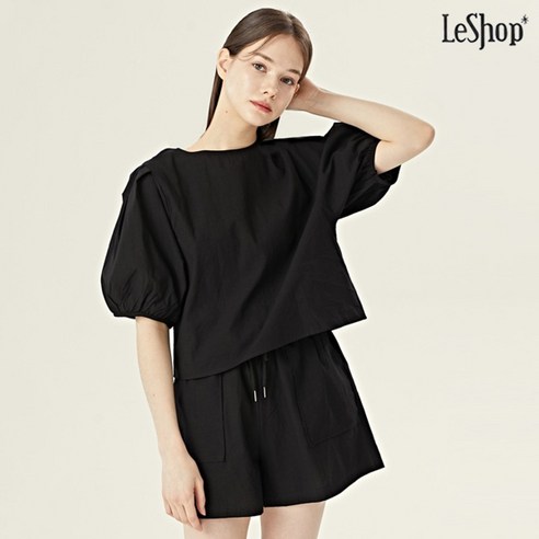 르샵 라운드넥 린넨 블라우스 숏 팬츠 셋업 DO1OW043A