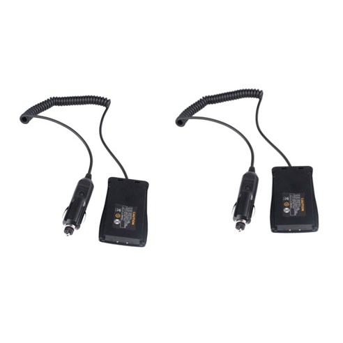 Baofeng BF-888S/777S/666S 워키토키 라디오 블랙용 2 팩 DC 12V 자동차 차량 충전기 배터리 제거기, 블랙, 100x80x30mm, 금속