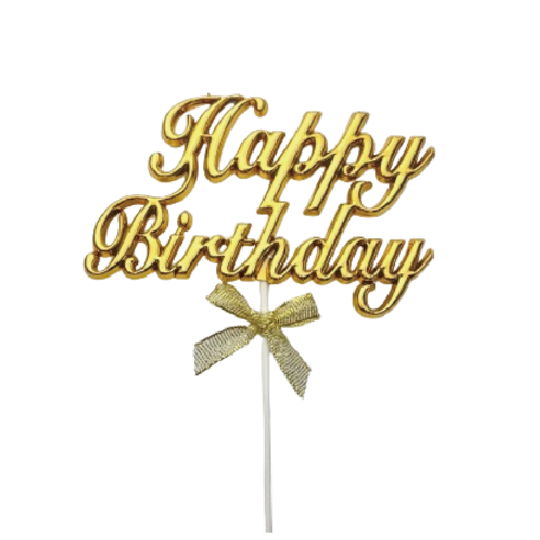 happy birthday 케이크 데코픽 생일파티 촬영 소품, 1개, 골드