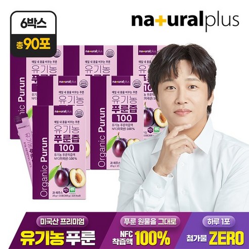 내츄럴플러스 유기농 푸룬즙 100 15p, 300g, 6개