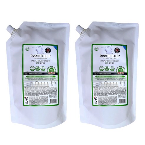 [이엠] 3배농축 EM세탁세제리필용2개(800ml) 친환경 유아 아기 83회분 일반/드럼겸용, 800ml, 2개