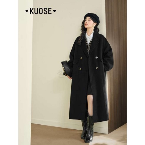 스파오 남성 오버핏 발마칸 코트403 19lack 스파오코트 10 KUOSE 쿠오세 코트 양모 더블 버튼 블랙 KSE2409004