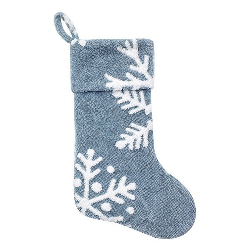 Monland 크리스마스 스타킹 눈송이 패턴 사탕 양말 선물 가방 트리 매달려 장식 홈, 블루 & 화이트