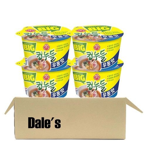 데일즈 기획 오뚜기 빅컵누들 우동맛 61.5g, 4개