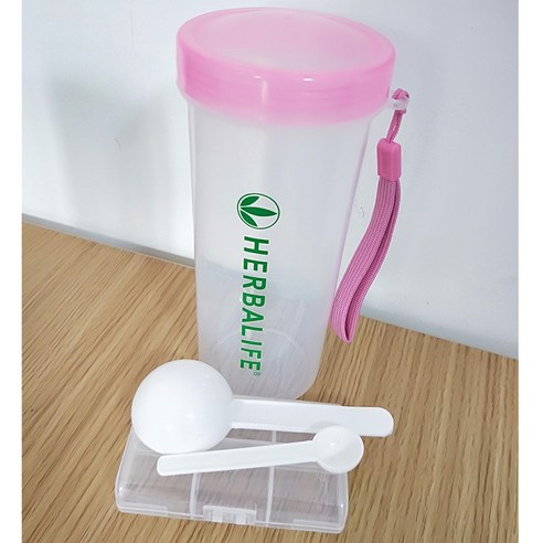 [XIG] 1000ml Herbalife 영양 스포츠 하이킹 물병 피트니스 밀짚 식품 등급 플라스틱 물병, Pink set